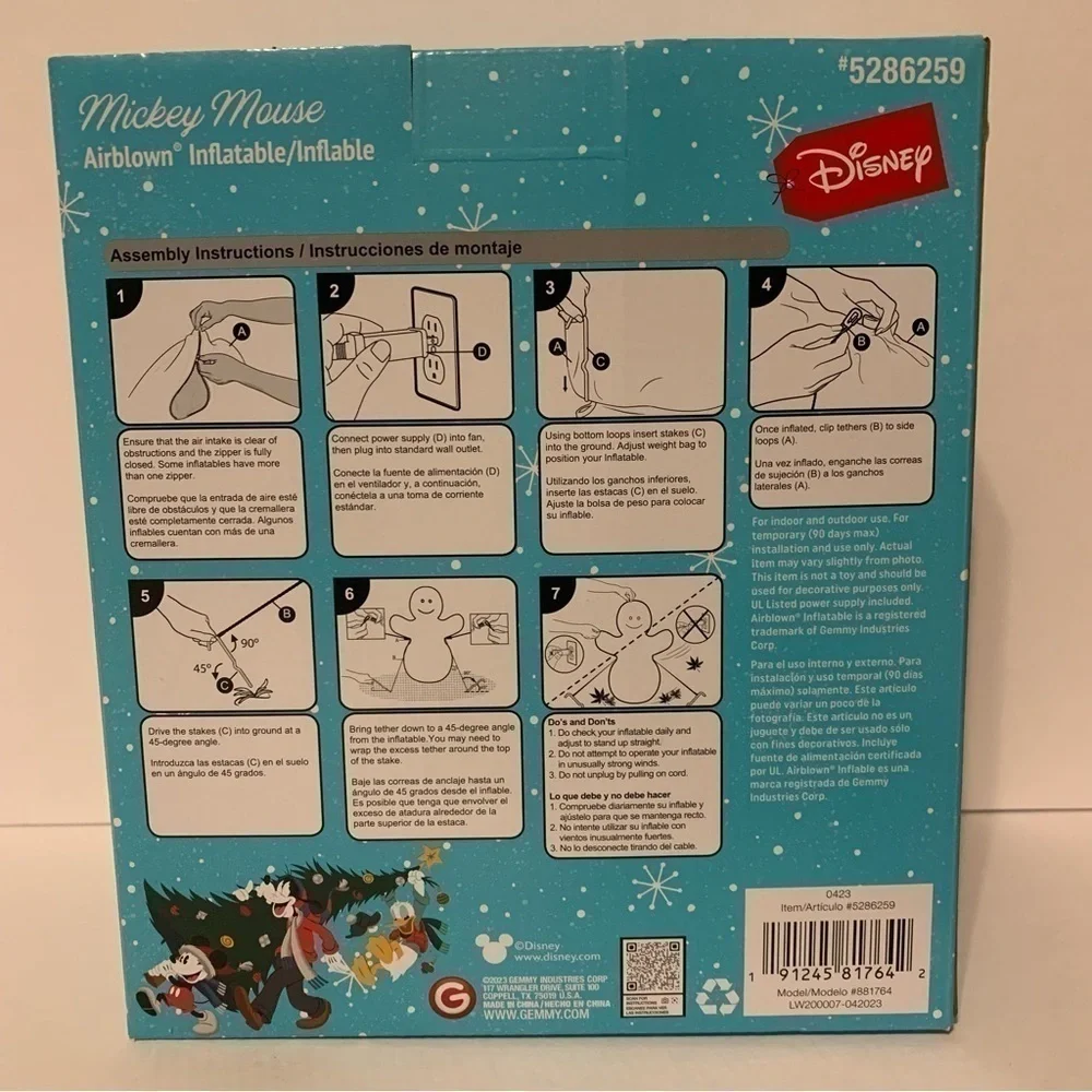 NIB. DISNEY Mickey Mouse 3.5ft Airblown Inflatable